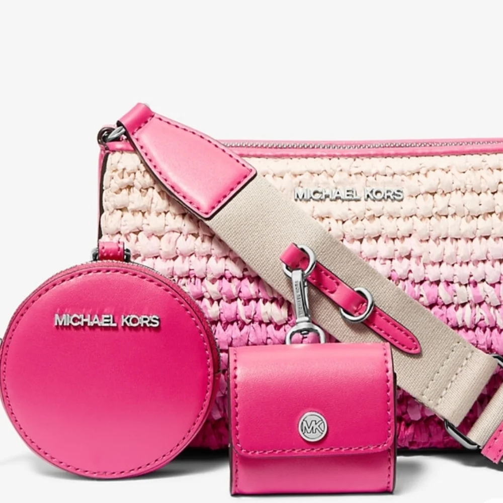 Michael Kors Jet Set Small Ombre Straw Crossbody Bag